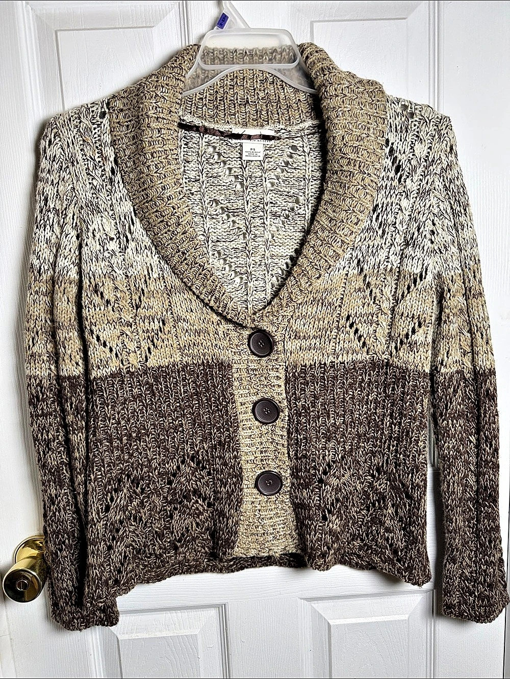 Kim Rogers Color Block Cardigan Brown & Cream Small